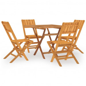 5 pcs conjunto de jantar p/ jardim madeira de teca maciça H