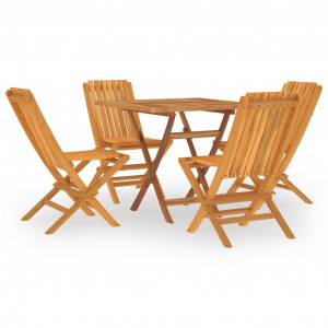 5 pcs conjunto de jantar p/ jardim madeira de teca maciça H