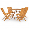 5 pcs conjunto de jantar p/ jardim madeira de teca maciça 2