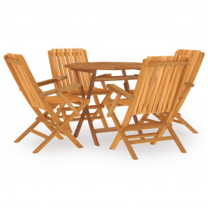 5 pcs conjunto de jantar p/ jardim madeira de teca maciça H