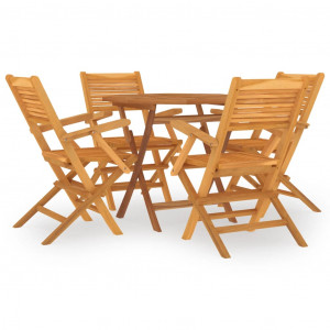 5 pcs conjunto de jantar p/ jardim madeira de teca maciça H