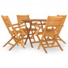 Juego de comedor para jardín 5 piezas madera maciza de teca 2