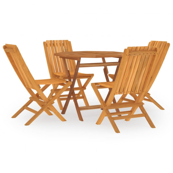 Juego de comedor para jardín 5 piezas madera maciza de teca M 2