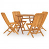5 pcs conjunto de jantar p/ jardim madeira de teca maciça 2