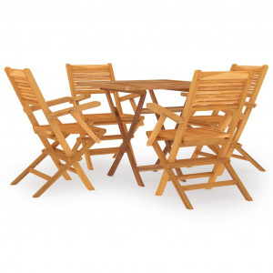 5 pcs conjunto de jantar p/ jardim madeira de teca maciça H