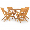 5 pcs conjunto de jantar p/ jardim madeira de teca maciça 2
