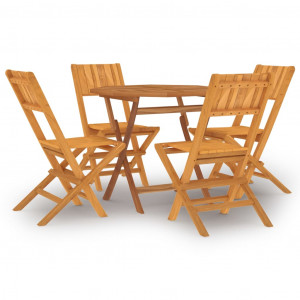 5 pcs conjunto de jantar p/ jardim madeira de teca maciça H