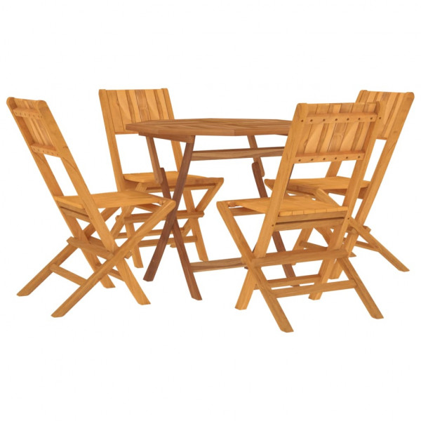 Juego de comedor para jardín 5 piezas madera maciza de teca M 3