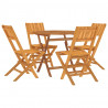 5 pcs conjunto de jantar p/ jardim madeira de teca maciça 3