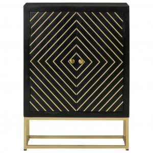 Aparador com 2 portas 55x30x75cm mangueira maciça preto/dourado H