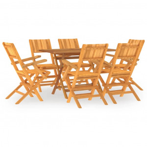 Conjunto de jantar para jardim 7 pcs madeira de teca maciça H