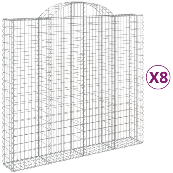 Cestos gabião arqueados 8pcs 200x50x180/200cm ferro galvanizado M 2