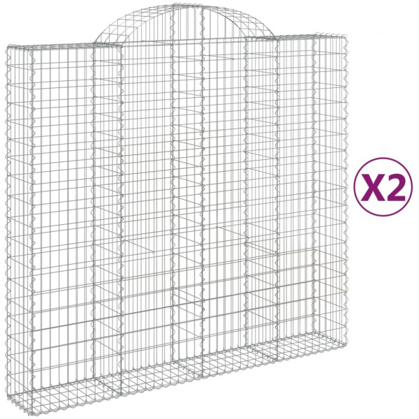 Cestos gabião arqueados 2pcs 200x50x180/200cm ferro galvanizado M 2