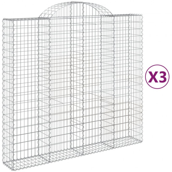Cestos gabião arqueados 3pcs 200x50x180/200cm ferro galvanizado M 2