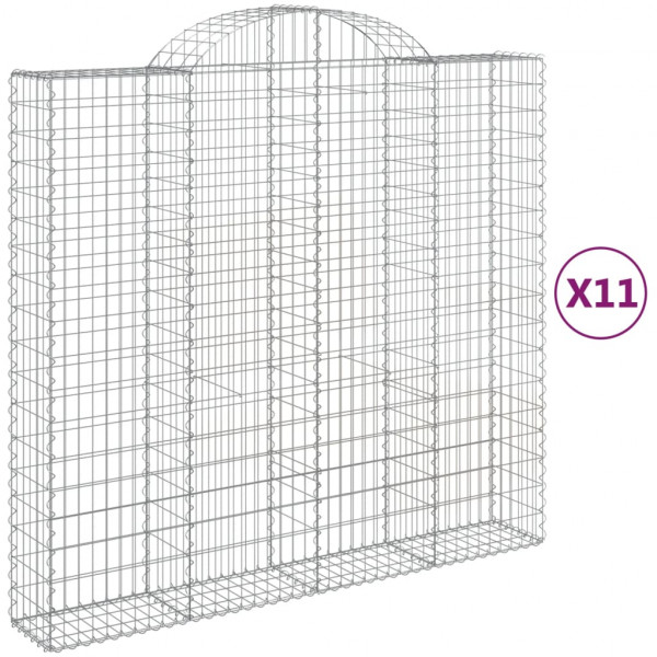 Cestos gabião arqueados 11 pcs 200x50x180/200 ferro galvanizado M 2