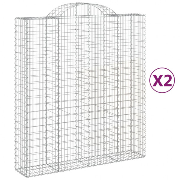 Cestos gabião arqueados 2pcs 200x50x220/240cm ferro galvanizado M 2