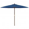 Sombrilla de jardín con poste de madera azul celeste 299x240 cm 4