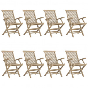 Cadeiras de jardim dobráveis 8 pcs 56x61x89cm teca maciça cinza H