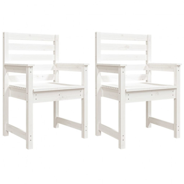 Cadeiras de jardim 2 pcs 60x48x91 cm pinho maciço branco M 2