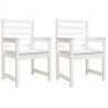 Cadeiras de jardim 2 pcs 60x48x91 cm pinho maciço branco 2