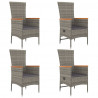 Set comedor de jardín 5 piezas con cojines ratán sintético gris 4