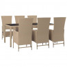 Set comedor de jardín 7 pzas con cojines ratán sintético beige 3