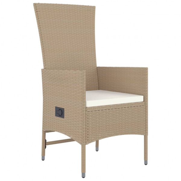 Set comedor de jardín 7 pzas con cojines ratán sintético beige M 5