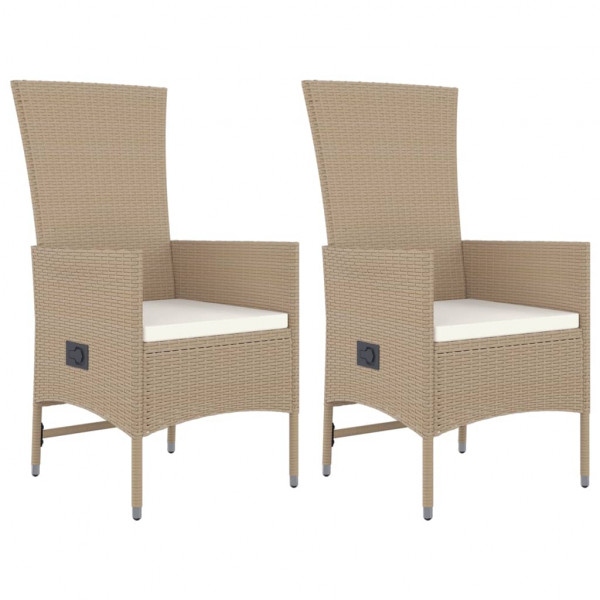 Set comedor de jardín 3 pzas con cojines ratán sintético beige M 4