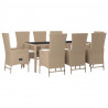 Set comedor de jardín 9 pzas con cojines ratán sintético beige 3