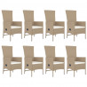 Set comedor de jardín 9 pzas con cojines ratán sintético beige 4