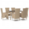 Set comedor de jardín 7 pzas con cojines ratán sintético beige 2