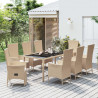 Set comedor de jardín 9 pzas con cojines ratán sintético beige 1