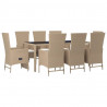 Set comedor de jardín 9 pzas con cojines ratán sintético beige 3