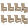 Set comedor de jardín 9 pzas con cojines ratán sintético beige 4