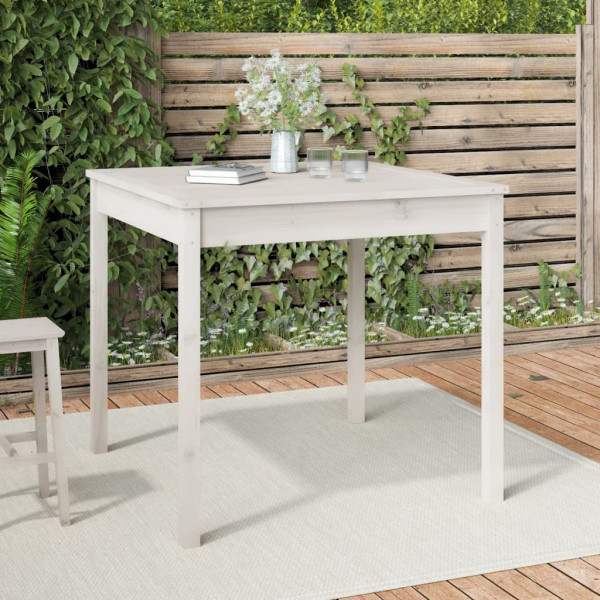 Mesa de jardín madera maciza de pino blanco 82.5x82.5x76 cm D