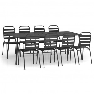 9 pcs conjunto de jantar para jardim aço antracite H