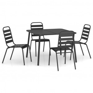 5 pcs conjunto de jantar para jardim aço antracite H