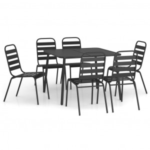 7 pcs conjunto de jantar para jardim aço antracite H