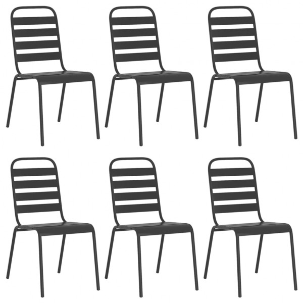 7 pcs conjunto de jantar para jardim aço antracite M 4