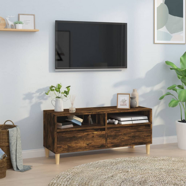 Mueble de TV madera contrachapada roble ahumado 100x34.5x44.5cm D