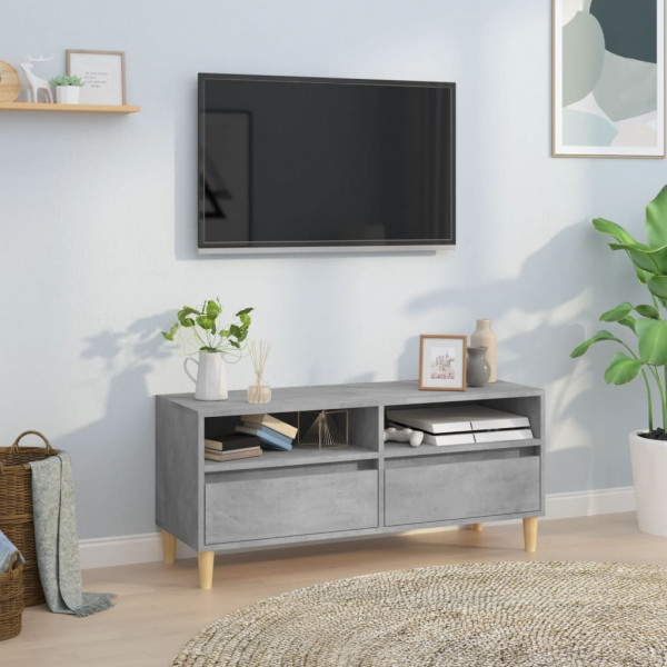 Mueble de TV madera contrachapada gris hormigón 100x34.5x44.5cm D
