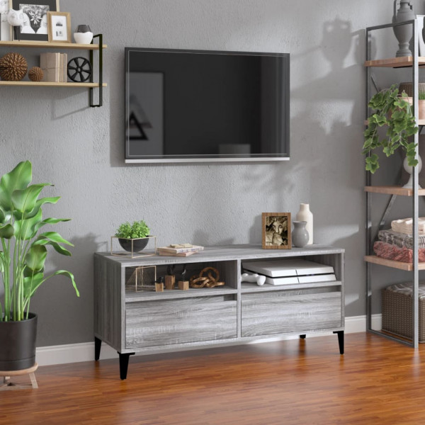 Mueble de TV madera contrachapada gris Sonoma 100x34.5x44.5 cm D