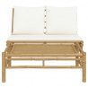 Set de muebles de jardín 2 piezas bambú y cojines blanco crema 2