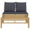 2pcs conj. lounge de jardim bambu c/ almofadões cinzento-escuro 3