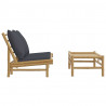 2pcs conj. lounge de jardim bambu c/ almofadões cinzento-escuro 4