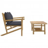Set de muebles de jardín 2 piezas bambú con cojines gris oscuro 4