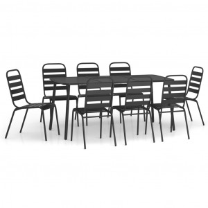 9 pcs conjunto de jantar para jardim aço antracite H