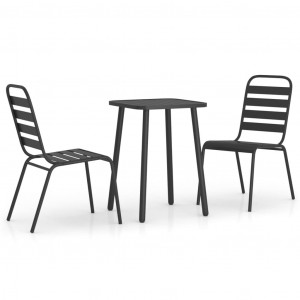 3 pcs conjunto de jantar para jardim aço antracite H