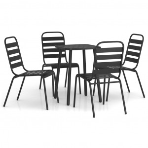 5 pcs conjunto de jantar para jardim aço antracite H