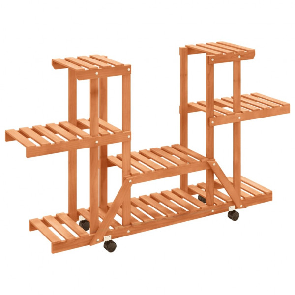 Soporte para flores con ruedas madera maciza abeto 110x25x78 cm M 2